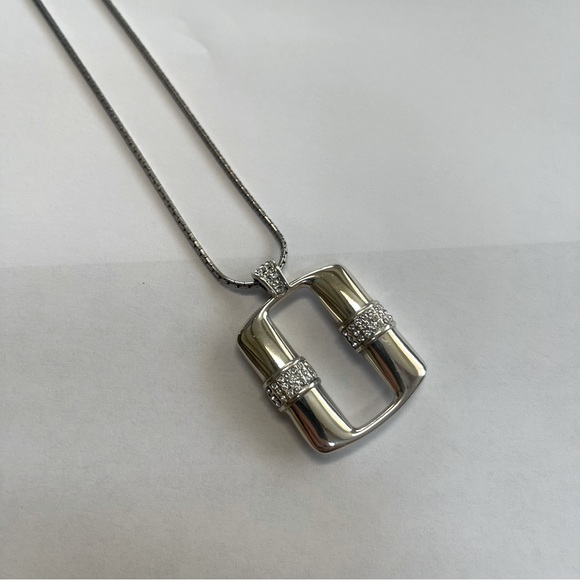 Brighton Silver Diamond Rectangular Pendant Necklace - Picture 1 of 3